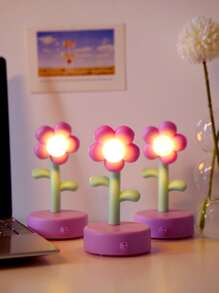 1入組花朵設計檯燈 - 黃色 - 查看 2