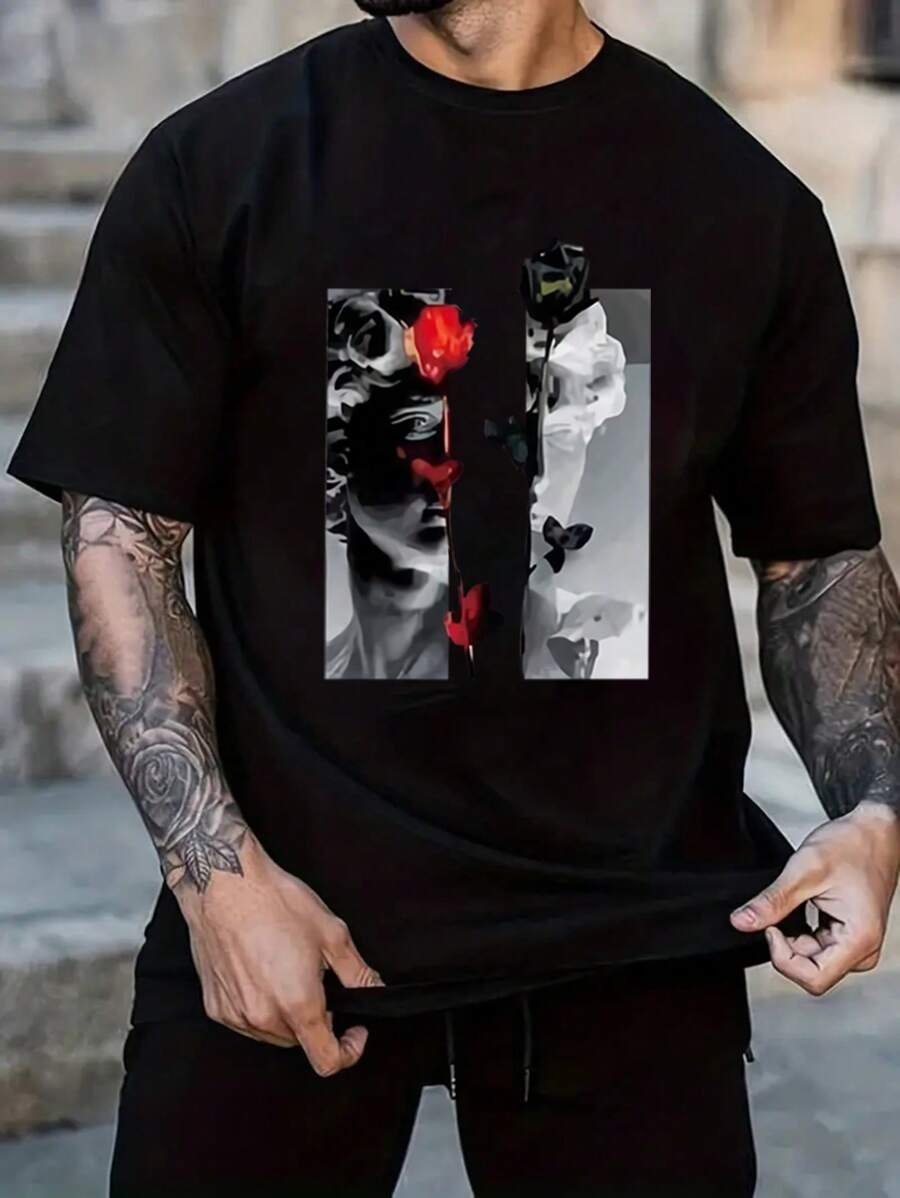 Manfinity Homme Áo thun & Áo lót Nam Hoa Giải trí - màu đen - Xem 1