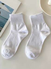 5pairs Women Heart & Striped Pattern Casual Crew Socks For Daily Life - Black and White - View 4