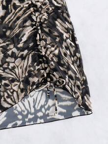 Halter Triangle Bikini Set With Beach Skirt - Multicolor - View 7