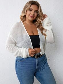 SHEIN LUNE Cárdigan crop de hombros caídos