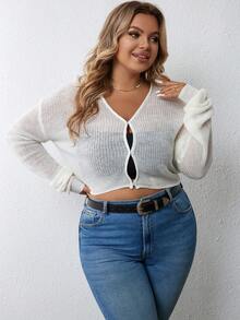 SHEIN LUNE Cárdigan crop de hombros caídos