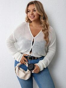 SHEIN LUNE Cárdigan crop de hombros caídos