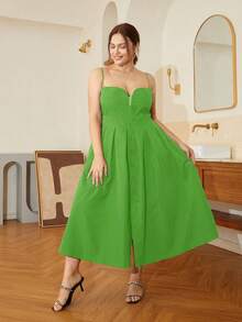 Plus Button Front Cami Dress