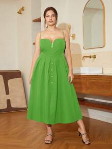 Plus Button Front Cami Dress