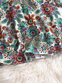 SHEIN LUNE Bluse mit Blume Muster, Schmetterlingsärmeln,