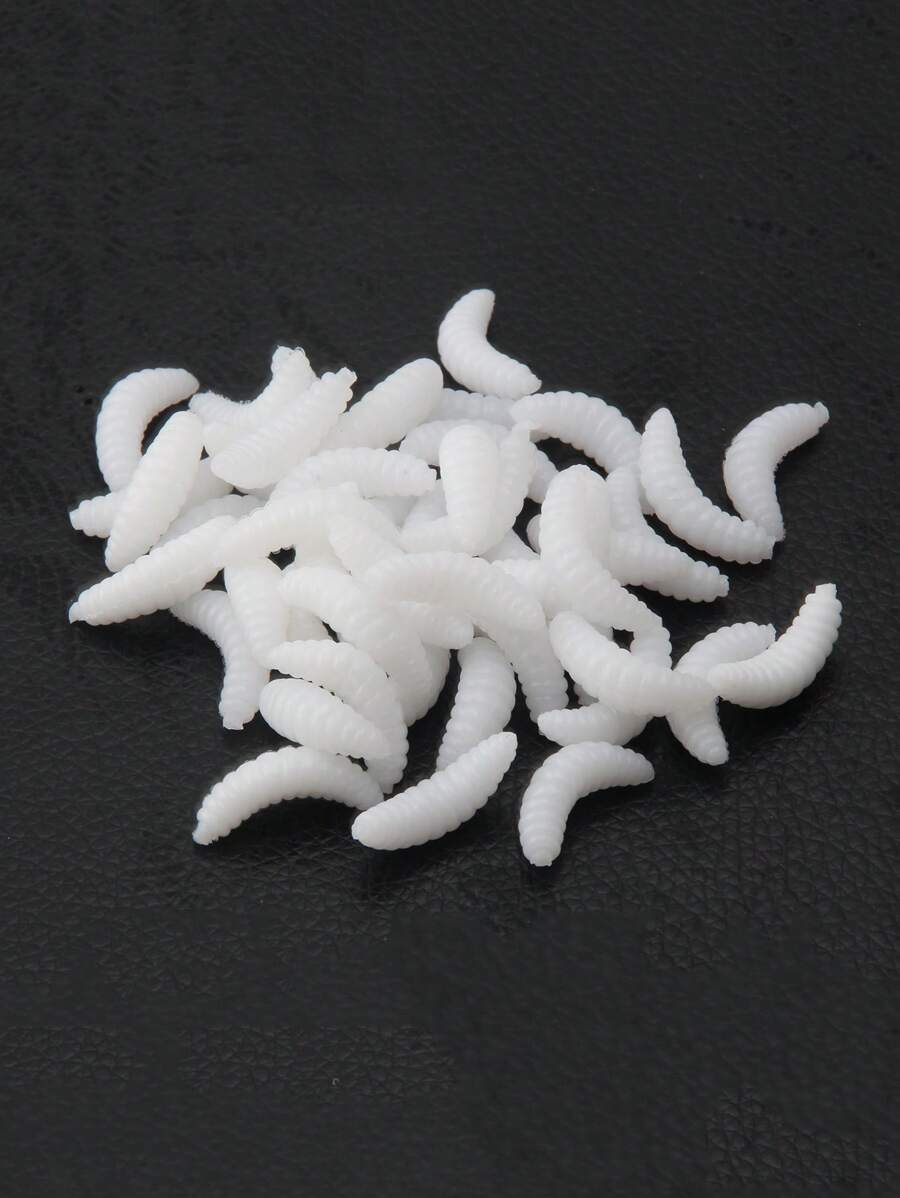 50pcs Worm Design Fishing Lure - White - View 1