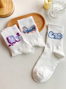 3雙字母圖案中筒襪 - 彩色 - 查看 3