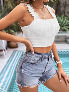 Soleia Frill Trim Tie Backless Top - White - View 3