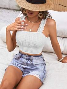 Soleia Frill Trim Tie Backless Top - White - View 5