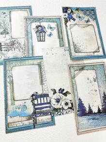 60pcs Tree & Butterfly Pattern Material Paper, Vintage Multi-purpose Decorative Paper For DIY Craft, Hand Account Decoration - Multicolor - View 4