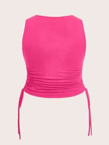 Flirla Áo hai dây Plus Size Dây kéo Xù Con số Giải trí - Màu Hồng Tươi - Xem 2