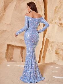 Faeriesty Đầm ghép mộng kim sa Dây kéo Baroque Buổi tiệc - Màu xanh lam - Xem 2