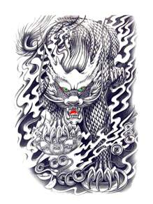 1sheet Chinese Dragon Print Tattoo Sticker - Multicolor - View 2
