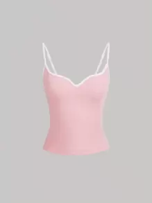 SHEIN MOD Contrast Binding Cami Top - Baby Pink - View 1