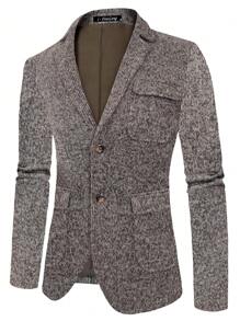 Áo cộc tay Nam Túi Nút phía trước màu trơn Giải trí - Màu xám đen - Xem 1