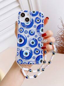 Evil Eye Pattern Phone Case With Lanyard - Multicolor - View 1