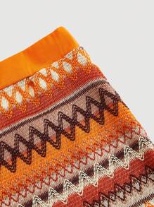 SHEIN MOD Chevron Print Cami Top & Bodycon Skirt - Multicolor - View 4