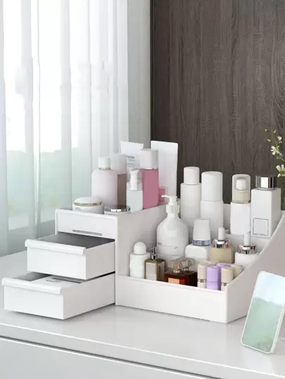 1个极简抽屉式化妆品收纳盒，适用于房间、家居、卧室、浴室、住宅、粉色房间、客厅装饰、旅行用品、礼品袋、送给妈妈、爸爸、男士、朋友、老师的礼物、生日礼物、婚礼礼物、办公桌、置物架、配件、礼品盒、趣味礼物、收纳、送给女性的礼物、圣诞礼物、女性送礼创意