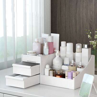 1个极简抽屉式化妆品收纳盒，适用于房间、家居、卧室、浴室、住宅、粉色房间、客厅装饰、旅行用品、礼品袋、送给妈妈、爸爸、男士、朋友、老师的礼物、生日礼物、婚礼礼物、办公桌、置物架、配件、礼品盒、趣味礼物、收纳、送给女性的礼物、圣诞礼物、女性送礼创意