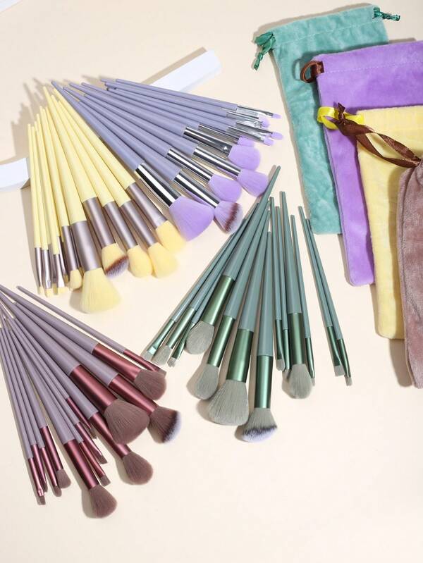 مجموعة مكياج قابلة لإعادة الاستخدام مكونة من 13 فرشاة ، متضررة يدويًا ، وصول أسرع إلى المجموعة الكاملة من أدوات التجميل ، فرشاة مكياج / فرشاة تجميل