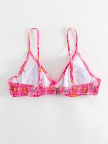 印花打褶鋼圈比基尼泳裝上衣 - 彩色 - 查看 2