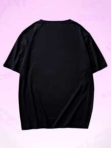 ROMWE MEN Anime 男士人物印花T恤 - 黑色 - 查看 2