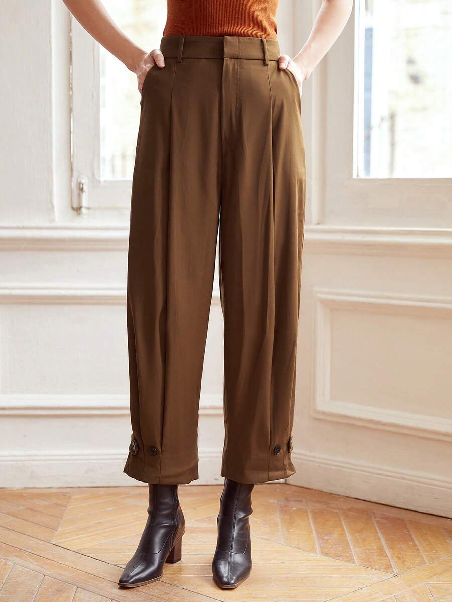 MOTF PREMIUM Pantalones cónicos viscosa - Marrón - Ver 1