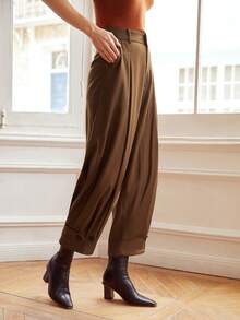 MOTF PREMIUM Pantalones cónicos viscosa - Marrón - Ver 4