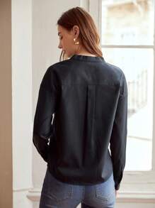 MOTF PREMIUM 小高領襯衫 - 黑色 - 查看 2