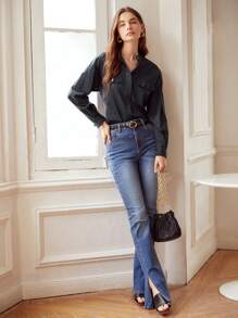 MOTF PREMIUM 小高領襯衫 - 黑色 - 查看 3