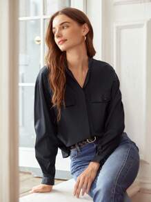 MOTF PREMIUM 小高領襯衫 - 黑色 - 查看 4