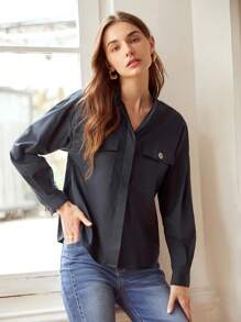 MOTF PREMIUM 小高領襯衫 - 黑色 - 查看 5