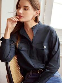 MOTF PREMIUM 小高領襯衫 - 黑色 - 查看 6