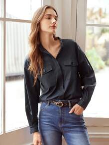 MOTF PREMIUM 小高領襯衫 - 黑色 - 查看 7