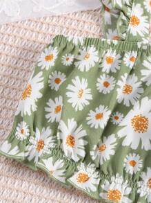 SHEIN 少女花卉印花荷葉邊上衣和裙子 - 彩色 - 查看 4