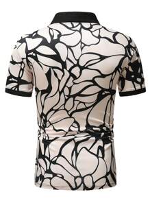 Manfinity RSRT 男士滿版印花POLO衫 - 卡其色 - 查看 2