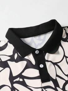 Manfinity RSRT 男士滿版印花POLO衫 - 卡其色 - 查看 5