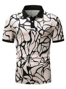 Manfinity RSRT 男士滿版印花POLO衫 - 卡其色 - 查看 7