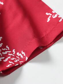 Manfinity RSRT Áo sơ mi Nam Nút phía trước Thực vật In ngẫu nhiên Boho - Màu Đỏ Sâu - Xem 4