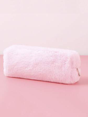 1 pieza Bolsa de lápiz de peluche liso, bolsa portátil creativa de lápices para organizador de útiles escolares, regreso a clases, estuche de lápices, bolso escolar