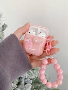 Cat & Heart Decor Case Compatible With AirPods - Pink - View 3