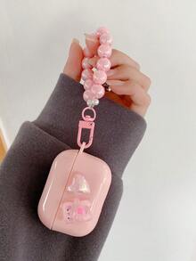 Cat & Heart Decor Case Compatible With AirPods - Pink - View 4