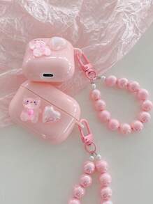 Cat & Heart Decor Case Compatible With AirPods - Pink - View 5