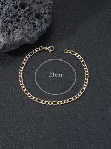 1入組時尚男士海邊度假不銹鋼手鍊 - 金黃色 - 查看 3