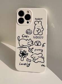 Cartoon Dog & Cat Pattern Phone Case - Multicolor - View 1