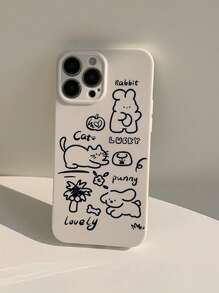Cartoon Dog & Cat Pattern Phone Case - Multicolor - View 6