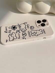 Cartoon Dog & Cat Pattern Phone Case - Multicolor - View 7