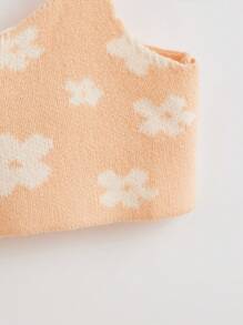 Toddler Girls Floral Pattern Cami Knit Top - Apricot - View 3