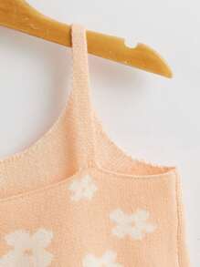 Toddler Girls Floral Pattern Cami Knit Top - Apricot - View 4